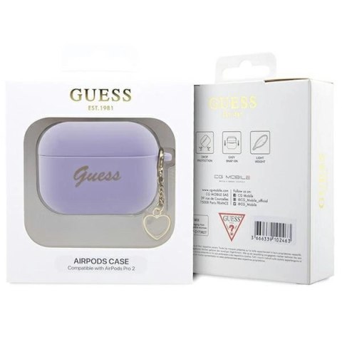 Etui Guess Silicone Charm Heart Collection na AirPods Pro 2 - purpurowe