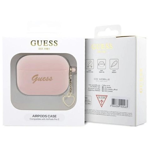 Etui Guess Silicone Charm Heart Collection na AirPods Pro 2 - różowe