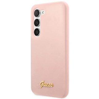 Etui Guess Silicone Script Metal Logo na Samsung Galaxy S23+ - różowe
