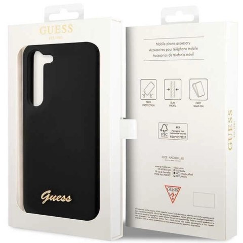 Etui Guess Silicone Vintage Gold Logo na Samsung Galaxy S23+ - czarne
