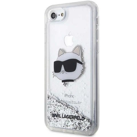Etui Karl Lagerfeld Glitter Choupette Head na iPhone 7 / 8 / SE 2020 / SE 2022 - srebrne Etui Karl Lagerfeld Glitter Choupette Head na iPhone 7 / 8 / SE 2020 / SE 2022 - srebrne