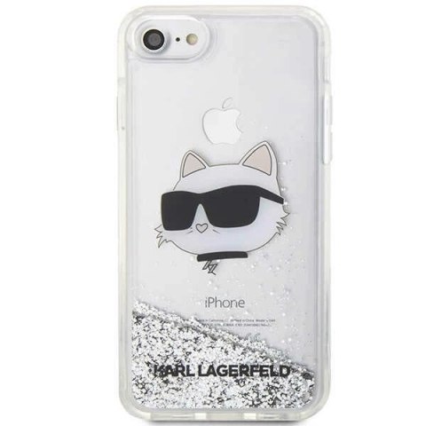 Etui Karl Lagerfeld Glitter Choupette Head na iPhone 7 / 8 / SE 2020 / SE 2022 - srebrne Etui Karl Lagerfeld Glitter Choupette Head na iPhone 7 / 8 / SE 2020 / SE 2022 - srebrne