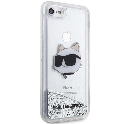 Etui Karl Lagerfeld Glitter Choupette Head na iPhone 7 / 8 / SE 2020 / SE 2022 - srebrne Etui Karl Lagerfeld Glitter Choupette Head na iPhone 7 / 8 / SE 2020 / SE 2022 - srebrne