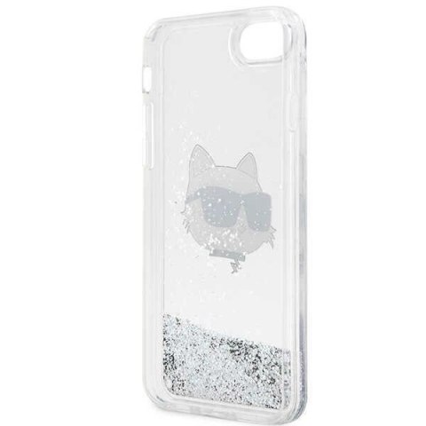 Etui Karl Lagerfeld Glitter Choupette Head na iPhone 7 / 8 / SE 2020 / SE 2022 - srebrne Etui Karl Lagerfeld Glitter Choupette Head na iPhone 7 / 8 / SE 2020 / SE 2022 - srebrne