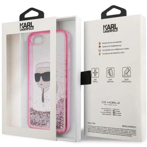 Etui Karl Lagerfeld Glitter Karl's Head na iPhone 7 / 8 / SE 2020 / SE 2022 - różowe Etui Karl Lagerfeld Glitter Karl's Head na iPhone 7 / 8 / SE 2020 / SE 2022 - różowe