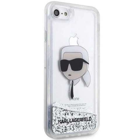 Etui Karl Lagerfeld Glitter Karl's Head na iPhone 7 / 8 / SE 2020 / SE 2022 - srebrne Etui Karl Lagerfeld Glitter Karl's Head na iPhone 7 / 8 / SE 2020 / SE 2022 - srebrne