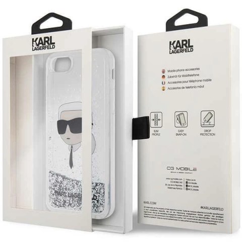 Etui Karl Lagerfeld Glitter Karl's Head na iPhone 7 / 8 / SE 2020 / SE 2022 - srebrne Etui Karl Lagerfeld Glitter Karl's Head na iPhone 7 / 8 / SE 2020 / SE 2022 - srebrne