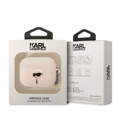 Etui Karl Lagerfeld Silicone Karl Head 3D na AirPods Pro - różowe Etui Karl Lagerfeld Silicone Karl Head 3D na AirPods Pro - różowe