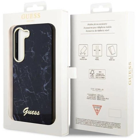 Etui Guess Marble Collection na Samsung Galaxy S23 - czarne