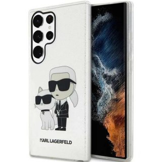 Etui Karl Lagerfeld Glitter Karl&Choupette na Samsung Galaxy S23 Ultra - przezroczyste