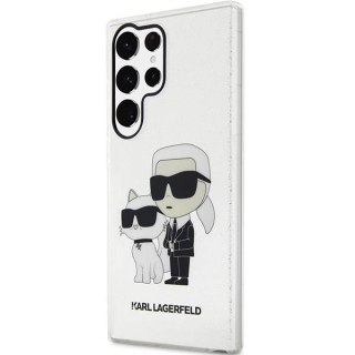 Etui Karl Lagerfeld Glitter Karl&Choupette na Samsung Galaxy S23 Ultra - przezroczyste