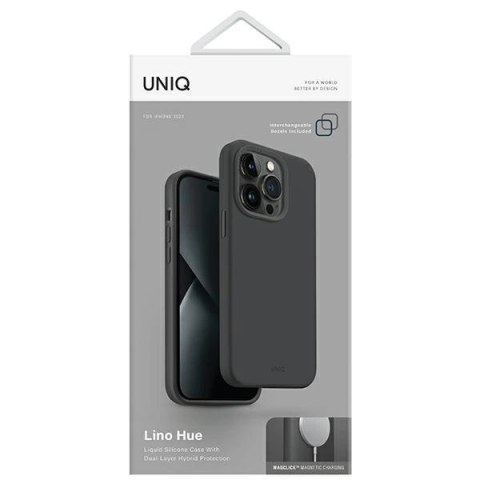 Etui UNIQ Lino Hue Magclick Charging na iPhone 14 Plus - szare Etui UNIQ Lino Hue Magclick Charging na iPhone 14 Plus - szare