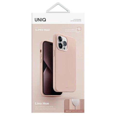 Etui UNIQ Lino Hue Magclick Charging na iPhone 14 Pro Max - różowe Etui UNIQ Lino Hue Magclick Charging na iPhone 14 Pro Max - różowe