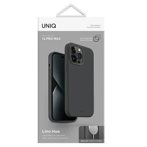 Etui UNIQ Lino Hue Magclick Charging na iPhone 14 Pro Max - szare Etui UNIQ Lino Hue Magclick Charging na iPhone 14 Pro Max - szare