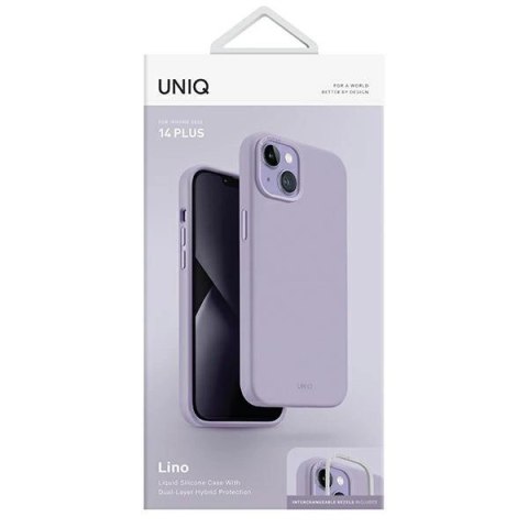 Etui Uniq Lino na iPhone 14 Plus - liliowe