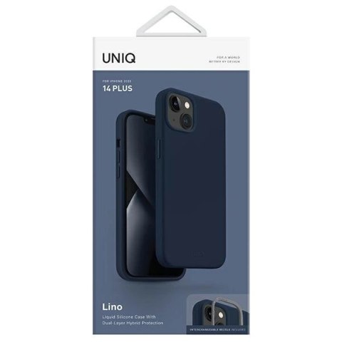 Etui Uniq Lino na iPhone 14 Plus - niebieskie