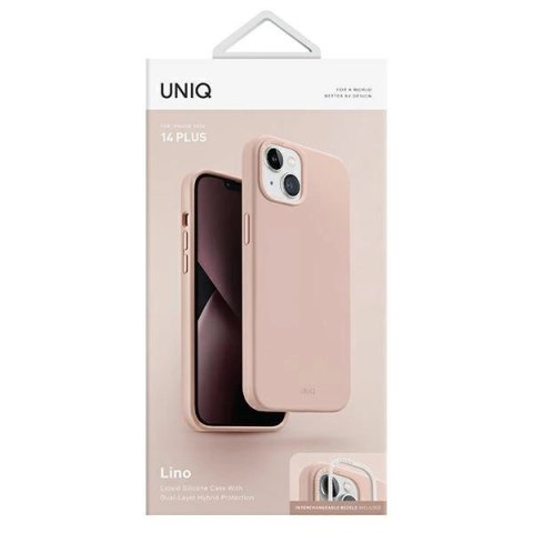 Etui Uniq Lino na iPhone 14 Plus - różowe Etui Uniq Lino na iPhone 14 Plus - różowe