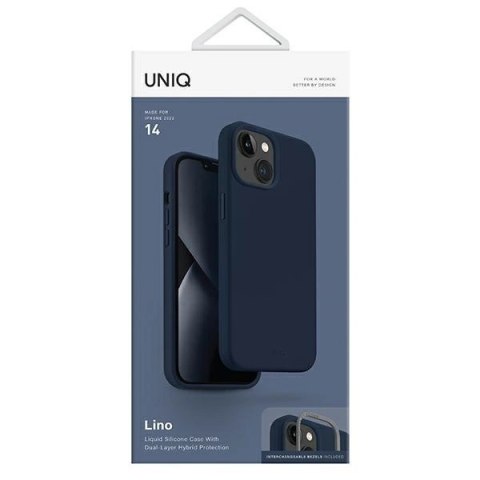 Etui Uniq Lino na iPhone 14 - niebieskie Etui Uniq Lino na iPhone 14 - niebieskie