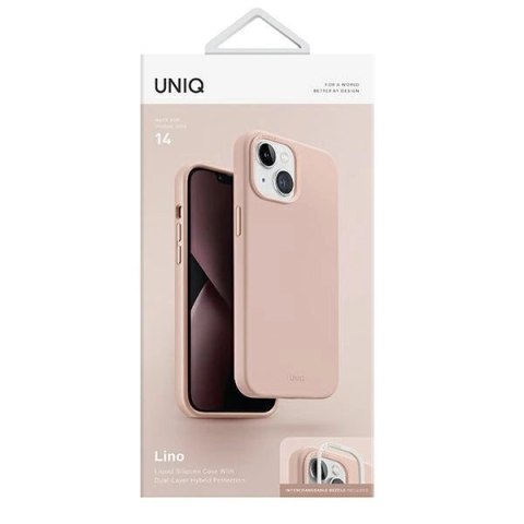 Etui Uniq Lino na iPhone 14 - różowe Etui Uniq Lino na iPhone 14 - różowe