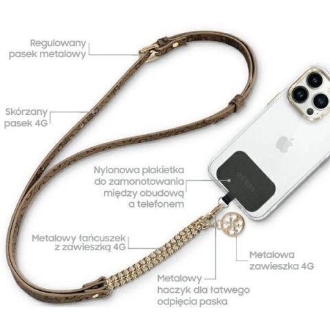 Pasek do telefonu Guess CBDY Strap - brązowy