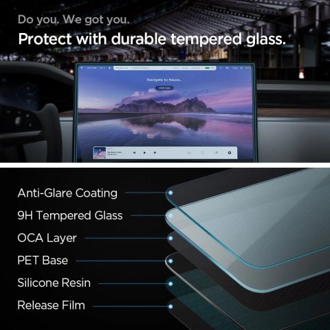 Szkło hartowane Spigen Glas.tR EZ Fit na Tesla Model X 2022 / Model S 2021 - czarne Szkło hartowane Spigen Glas.tR EZ Fit na Tesla Model X 2022 / Model S 2021 - czarne