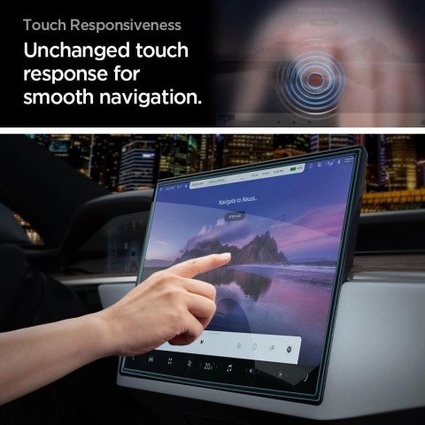 Szkło hartowane Spigen Glas.tR EZ Fit na Tesla Model X 2022 / Model S 2021 - czarne Szkło hartowane Spigen Glas.tR EZ Fit na Tesla Model X 2022 / Model S 2021 - czarne