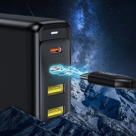 Choetech ładowarka GaN 140W 4 porty (2x USB C, 2x USB) czarna (PD6005) Choetech ładowarka GaN 140W 4 porty (2x USB C, 2x USB) czarna (PD6005)