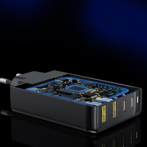 Choetech ładowarka GaN 140W 4 porty (2x USB C, 2x USB) czarna (PD6005) Choetech ładowarka GaN 140W 4 porty (2x USB C, 2x USB) czarna (PD6005)