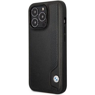 Etui BMW Leather Blue Dots na iPhone 14 Pro - czarne