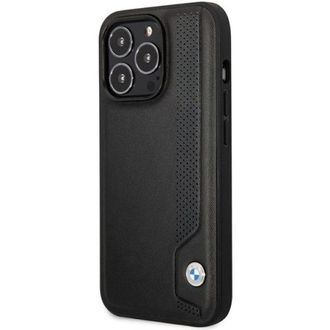 Etui BMW Leather Blue Dots na iPhone 14 Pro - czarne