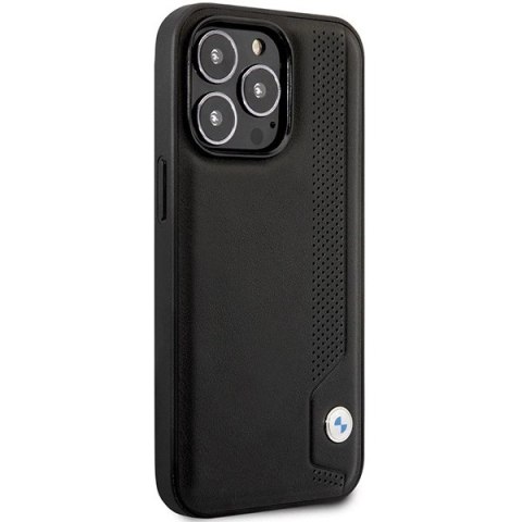Etui BMW Leather Blue Dots na iPhone 14 Pro - czarne