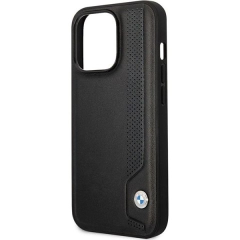 Etui BMW Leather Blue Dots na iPhone 14 Pro - czarne