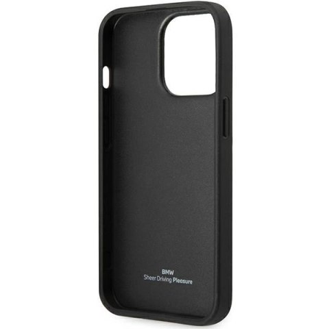 Etui BMW Leather Blue Dots na iPhone 14 Pro - czarne