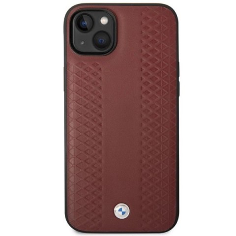 Etui BMW Leather Diamond Pattern na iPhone 14 - burgundowe Etui BMW Leather Diamond Pattern na iPhone 14 - burgundowe