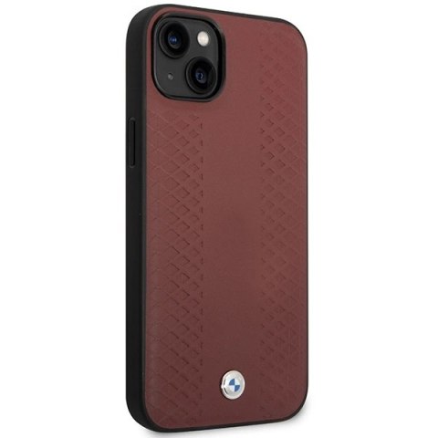 Etui BMW Leather Diamond Pattern na iPhone 14 - burgundowe Etui BMW Leather Diamond Pattern na iPhone 14 - burgundowe