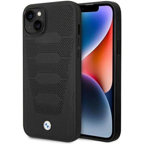 Etui BMW Leather Seats Pattern na iPhone 14 - czarne Etui BMW Leather Seats Pattern na iPhone 14 - czarne