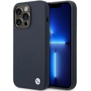 Etui BMW Silicone Metal Logo na iPhone 14 Pro - granatowe