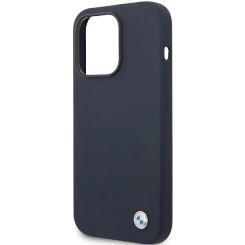 Etui BMW Silicone Metal Logo na iPhone 14 Pro - granatowe Etui BMW Silicone Metal Logo na iPhone 14 Pro - granatowe