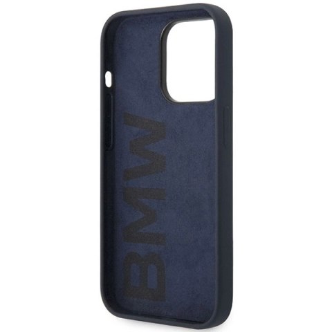 Etui BMW Silicone Metal Logo na iPhone 14 Pro - granatowe Etui BMW Silicone Metal Logo na iPhone 14 Pro - granatowe