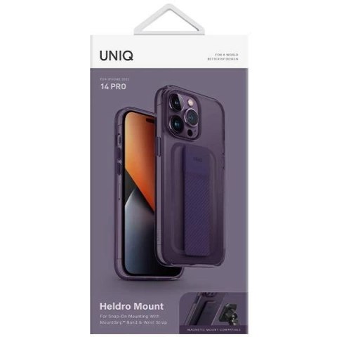 Etui Uniq Heldro Mount na iPhone 14 Pro - fioletowe