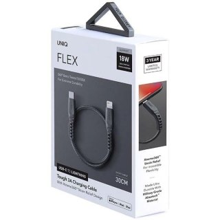 Kabel UNIQ Flex USB-C / Lightning 18W nylonowy 30 cm - szare
