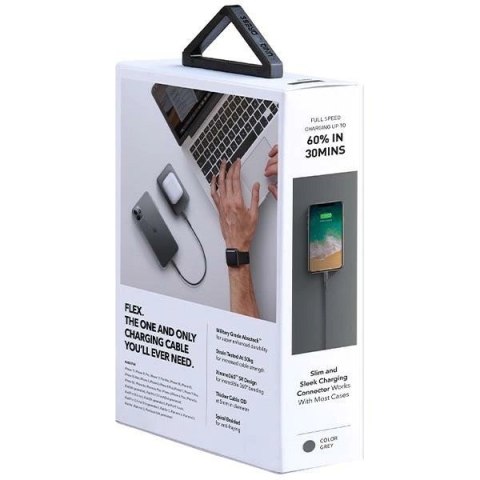 Kabel UNIQ Flex USB-C / Lightning 18W nylonowy 30 cm - szare