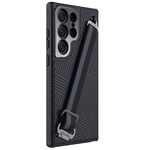 Nillkin Strap Case etui do Samsung Galaxy S23 Ultra pancerny pokrowiec z paskiem na rękę czarne Nillkin Strap Case etui do Samsung Galaxy S23 Ultra pancerny pokrowiec z paskiem na rękę czarne