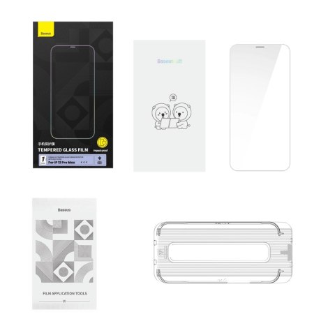 Baseus szkło hartowane do iPhone 12 Pro Max na cały ekran z osłoną na głośnik 0.4mm + zestaw montażowy Baseus szkło hartowane do iPhone 12 Pro Max na cały ekran z osłoną na głośnik 0.4mm + zestaw montażowy