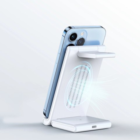 Bezprzewodowa ładowarka 3w1 do telefonów Qi 15W oraz smartwatchy Samsung Galaxy Duzzona W10-S - biała Bezprzewodowa ładowarka 3w1 do telefonów Qi 15W oraz smartwatchy Samsung Galaxy Duzzona W10-S - biała