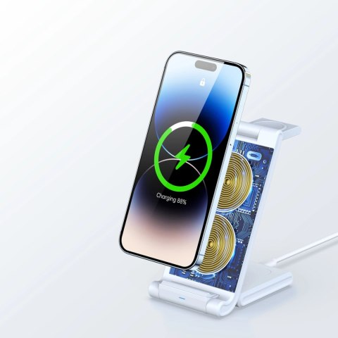 Bezprzewodowa ładowarka 3w1 do telefonów Qi 15W oraz smartwatchy Samsung Galaxy Duzzona W10-S - biała Bezprzewodowa ładowarka 3w1 do telefonów Qi 15W oraz smartwatchy Samsung Galaxy Duzzona W10-S - biała