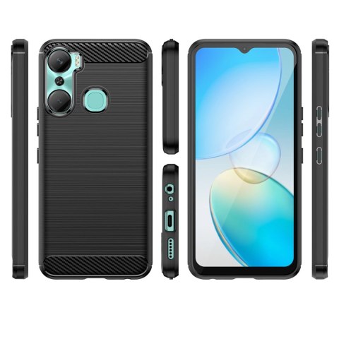 Carbon Case etui do Infinix Hot 12 Pro elastyczny silikonowy karbonowy pokrowiec czarne Carbon Case etui do Infinix Hot 12 Pro elastyczny silikonowy karbonowy pokrowiec czarne