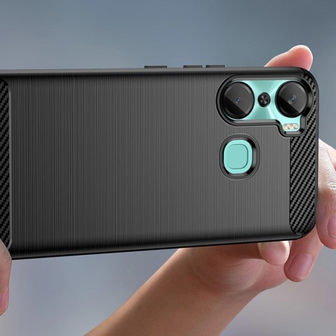 Carbon Case etui do Infinix Hot 12 Pro elastyczny silikonowy karbonowy pokrowiec czarne Carbon Case etui do Infinix Hot 12 Pro elastyczny silikonowy karbonowy pokrowiec czarne