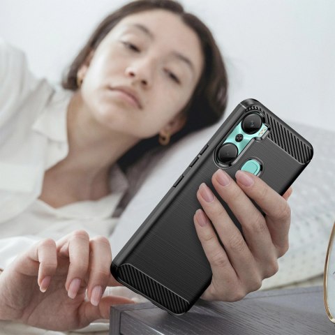 Carbon Case etui do Infinix Hot 12 Pro elastyczny silikonowy karbonowy pokrowiec czarne Carbon Case etui do Infinix Hot 12 Pro elastyczny silikonowy karbonowy pokrowiec czarne