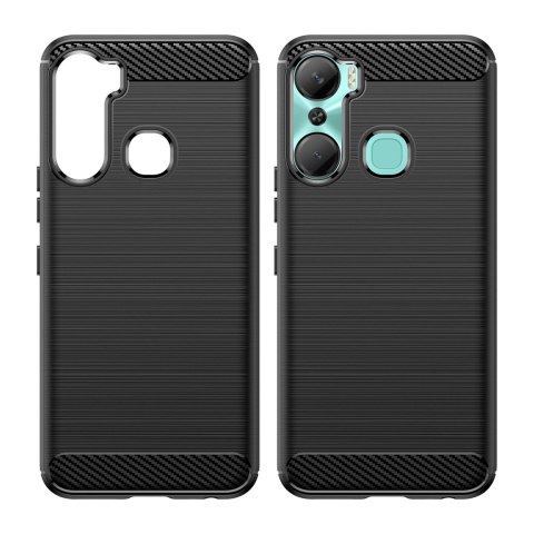 Carbon Case etui do Infinix Hot 12 Pro elastyczny silikonowy karbonowy pokrowiec czarne Carbon Case etui do Infinix Hot 12 Pro elastyczny silikonowy karbonowy pokrowiec czarne